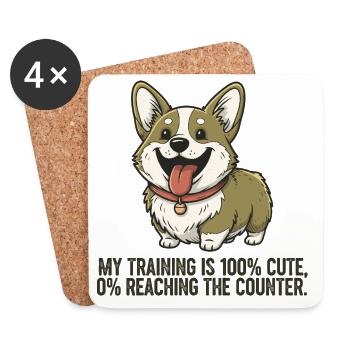 Mein Training ist 100% süß, 0% den Tresen erreiche - Untersetzer (4er-Set) - Weiß - Vorne