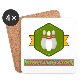 Vintage Bowling Bowling Pins Design - Coasters (set of 4) - white - Front