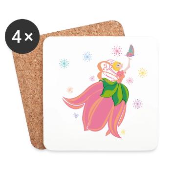 Fabulous flower fairy with butterfly - Coasters (set of 4) - white - Front