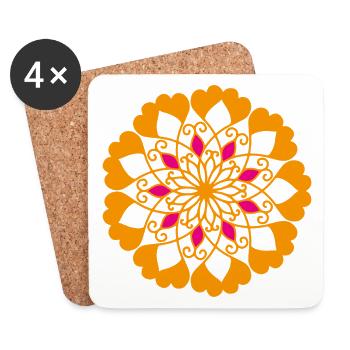 Ornement Mandala Inde Yoga Fleur Soleil Méditer - Dessous de verre (lot de 4) - blanc - Devant