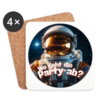 Weltraum-Partyfrage mit Astronaut - Untersetzer (4er-Set) - Weiß - Vorne