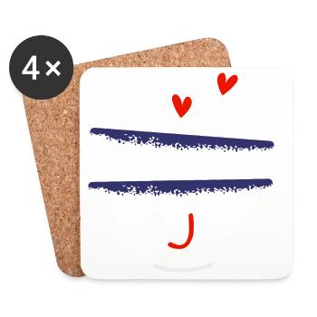 Letter J Breton bowls - Coasters (set of 4) - white - Front