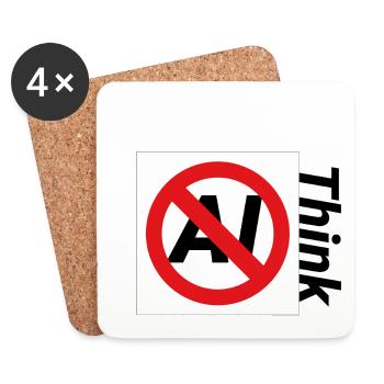 Minimalist Forbidden Text Illustration - Coasters (set of 4) - white - Front