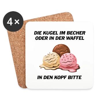 Die Kugel im Becher oder in der Waffel? - Untersetzer (4er-Set) - Weiß - Vorne