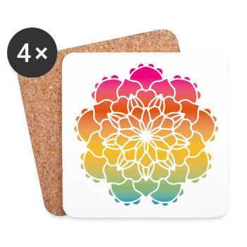 Fleur Mandala Ornement Dégradé Yoga Inde om - Dessous de verre (lot de 4) - blanc - Devant