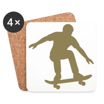 Minimalistische Skateboarder Silhouette Sport - Untersetzer (4er-Set) - Weiß - Vorne