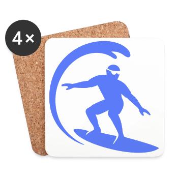 Surfeur Surf Planche de Surf Silhouette Été - Dessous de verre (lot de 4) - blanc - Devant