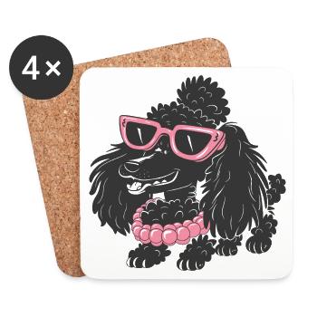 Drôle de caniche - Dessous de verre (lot de 4) - blanc - Devant