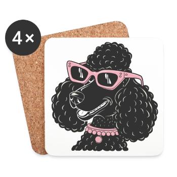 Drôle de caniche - Dessous de verre (lot de 4) - blanc - Devant