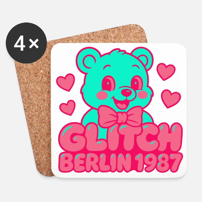 Glitch Berlin Supercute - Untersetzer (4er-Set) - Weiß