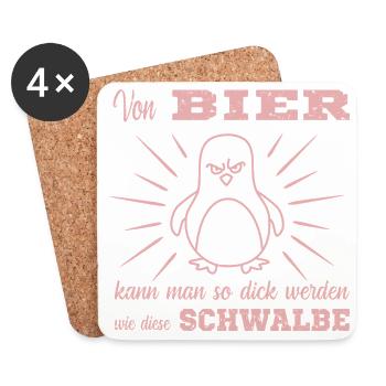 Bier Pinguin - Untersetzer (4er-Set) - Weiß - Vorne