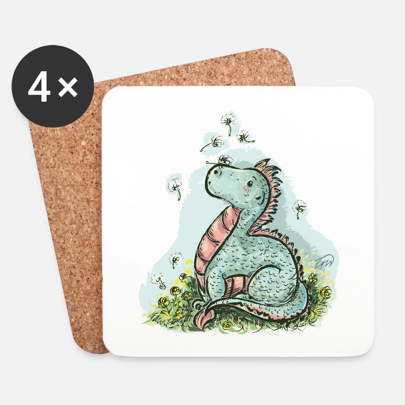 Kleiner Drache Manuel - Untersetzer (4er-Set) - Weiß