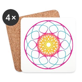 Yoga Rad farbenfroh Mandala Meditation om Namaste - Untersetzer (4er-Set) - Weiß - Vorne