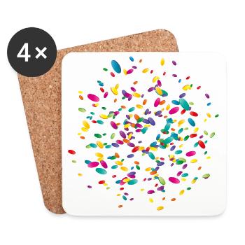 Confettis colorés tourbillonnants - Dessous de verre (lot de 4) - blanc - Devant
