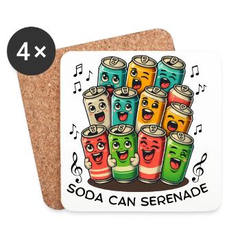 Cartoon Soda Cans With Faces Serenade - Coasters (set of 4) - white - Front