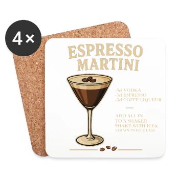 Espresso Martini Cocktail Illustration - Untersetzer (4er-Set) - Weiß - Vorne