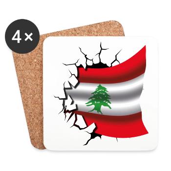 Drapeau du Liban - Drapeau Broken Design - Dessous de verre (lot de 4) - blanc - Devant
