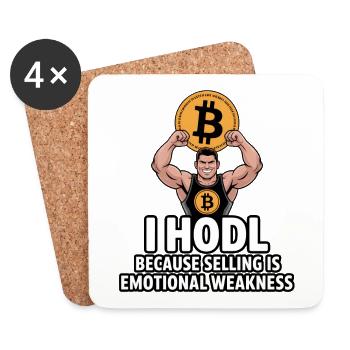 Muscular Bitcoin HODL Humor - Coasters (set of 4) - white - Front