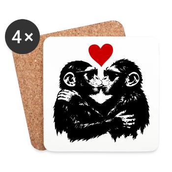 This is Love LGBTQIA monkeys kiss each other - Coasters (set of 4) - white - Front