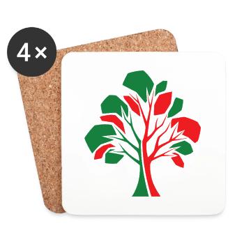 Arbre abstrait – Connexion automnale - Dessous de verre (lot de 4) - blanc - Devant