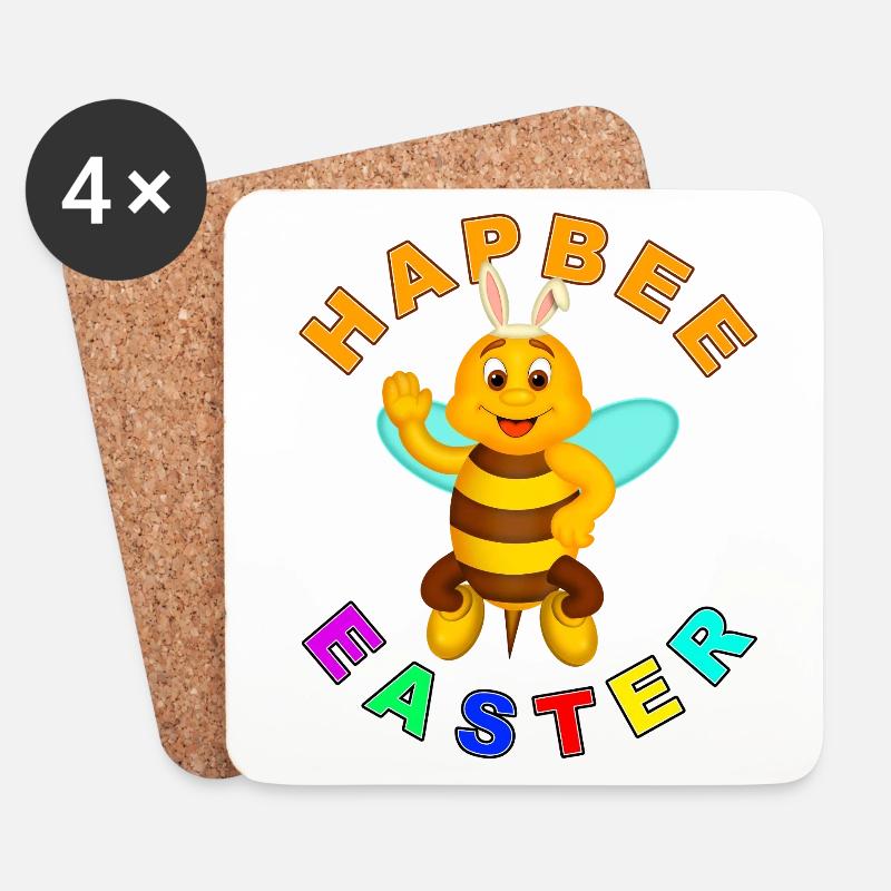 HAPBEE Ostern mit Text - Untersetzer (4er-Set) - Weiß