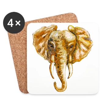 Éléphant - Dessous de verre (lot de 4) - blanc - Devant