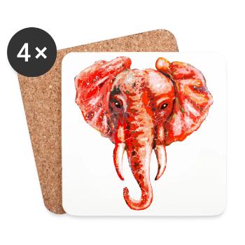 Éléphant - Dessous de verre (lot de 4) - blanc - Devant