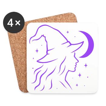 Witch Silhouette Moon Witchcore Motif - Coasters (set of 4) - white - Front
