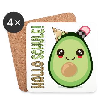 HALLO SCHULE AVOCADO SCHULANFANG SCHULKIND - Untersetzer (4er-Set) - Weiß - Vorne