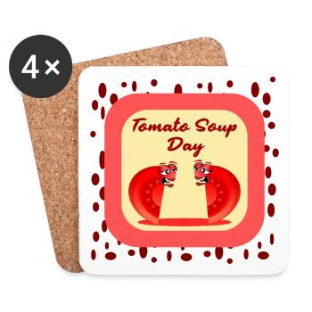 Lustiger Tomatensuppen-Tag - Untersetzer (4er-Set) - Weiß - Vorne