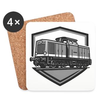 Retro Dampflok Logo Illustration - Untersetzer (4er-Set) - Weiß - Vorne