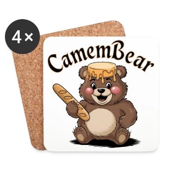Bear with honey and baguette - Coasters (set of 4) - white - Front