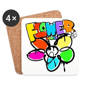 Flower Power Flower Child World Peace Graffit - Coasters (set of 4) - white - Front
