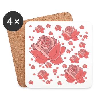 Pastel Fancy Roses - Coasters (set of 4) - white - Front