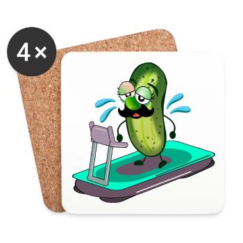 Papa Pickles Treadmill - Coasters (set of 4) - white - Front