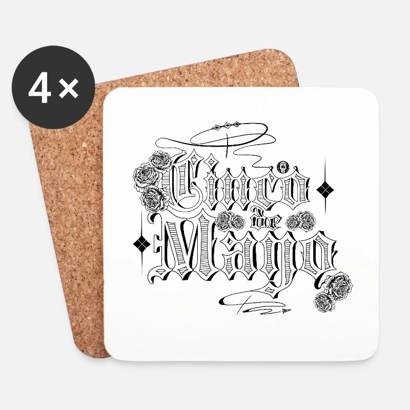 Lettrage Chicano : « Cinco de Mayo » - Dessous de verre (lot de 4) - blanc