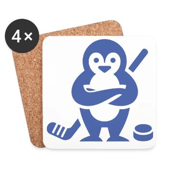 Minimalistisch Pinguin Eishockey Silhouette Sport - Untersetzer (4er-Set) - Weiß - Vorne