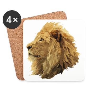 Majestic lion head in digital style - Coasters (set of 4) - white - Front