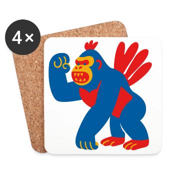 Popart Fantasy Gorilla - Coasters (set of 4) - white - Front
