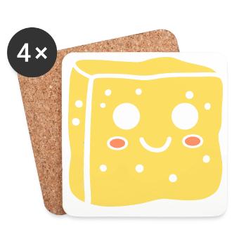 Spongeface Adorable Sponge Illustration - Coasters (set of 4) - white - Front