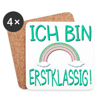 Ich bin erstklassig Regenbogen 1. Klasse - Untersetzer (4er-Set) - Weiß - Vorne