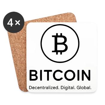 Bitcoin - dezentral, digital global - Untersetzer (4er-Set) - Weiß - Vorne