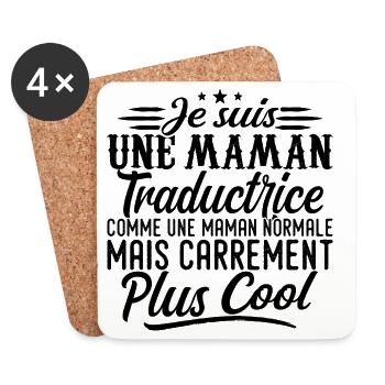 Translator Mom: Normal, but more badass - Coasters (set of 4) - white - Front