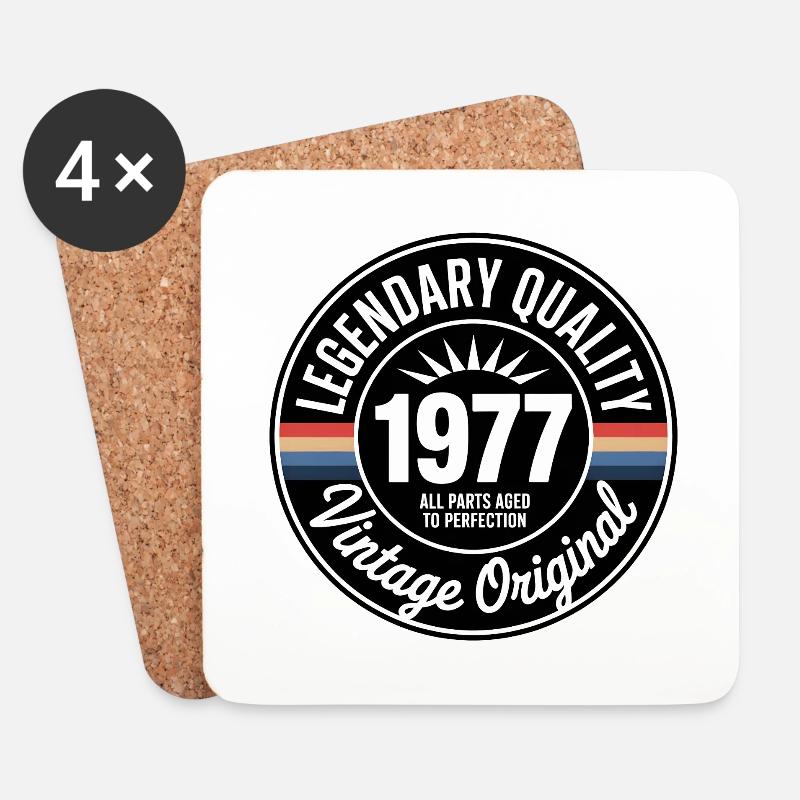 Vintage 1977 Qualitätslogo - Untersetzer (4er-Set) - Weiß