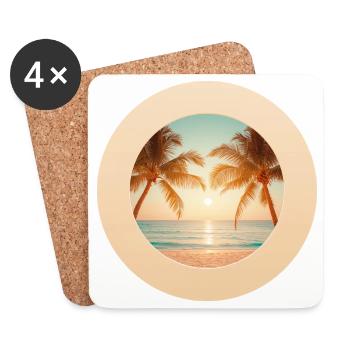 Sunset on the palm beach - Coasters (set of 4) - white - Front