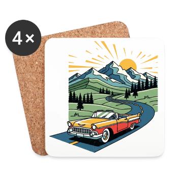 Vieille voiture de la vieille école - Dessous de verre (lot de 4) - blanc - Devant