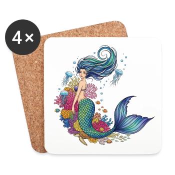 Mermaid - Coasters (set of 4) - white - Front