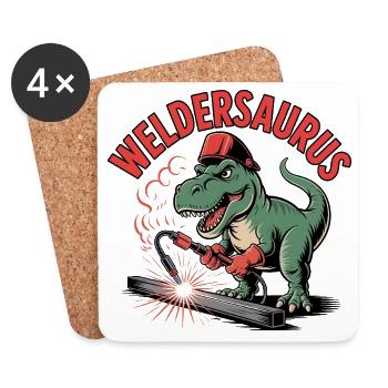Weldersaurus Funny Welding Dinosaur - Coasters (set of 4) - white - Front