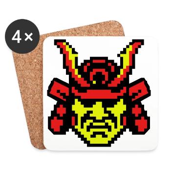 Pixel Samurai 8bit - Untersetzer (4er-Set) - Weiß - Vorne