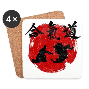 L’art de l’aïkido japonais en silhouette - Dessous de verre (lot de 4) - blanc - Devant